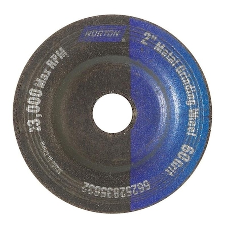 Norton Co Grinding Wheel, Depressed Center, Type 27- Metal - Aluminum Oxide, Size: 2 x 1/8 x 3/8 662528-35632